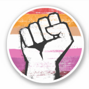 Sticker Poing de la fierté lesbienne impression cercle