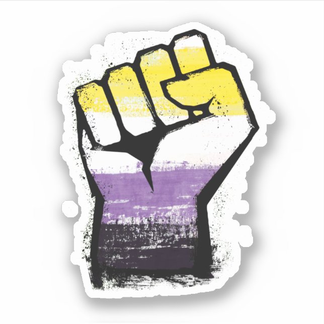 Sticker Poing de la fierté non binaire (Devant)