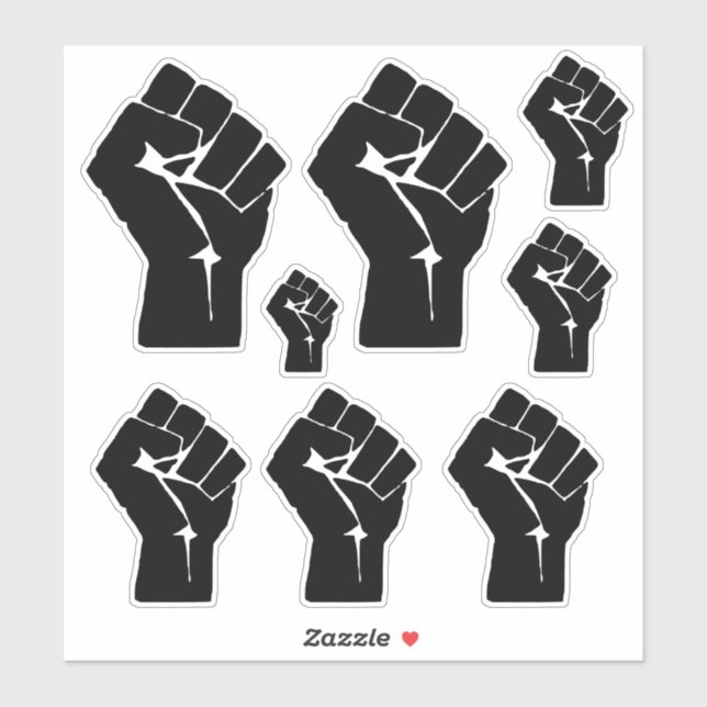 Sticker Poing noir levé - Manifestation de résistance (Feuille)