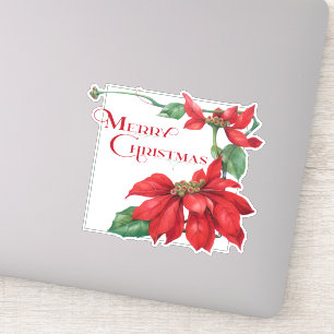 Sticker Poinsettias de fête de Joyeux Noël
