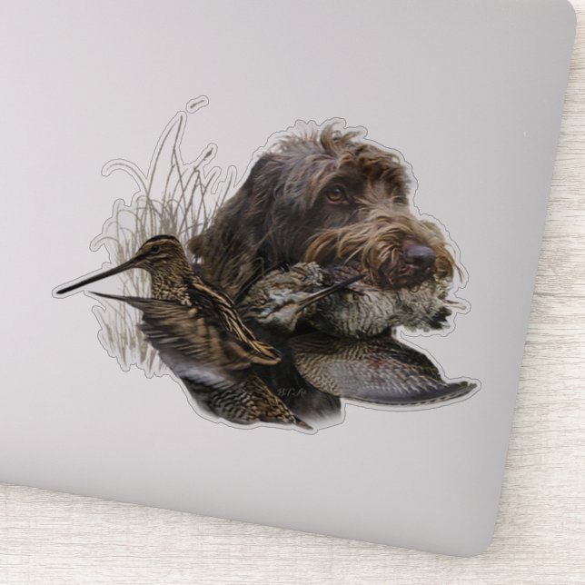 Sticker Pointeur à poils durs Griffon, Chasse à la bécasse (Détail)