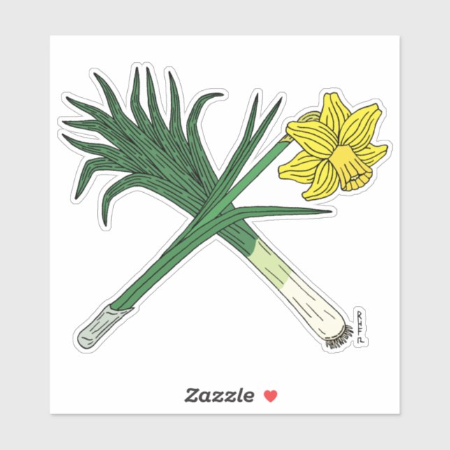 Sticker Poireau et jonquille traversée (Feuille)