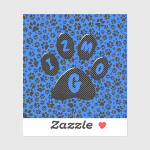 Sticker Pois de chien noir et blanc Pointe Polka sur le bl