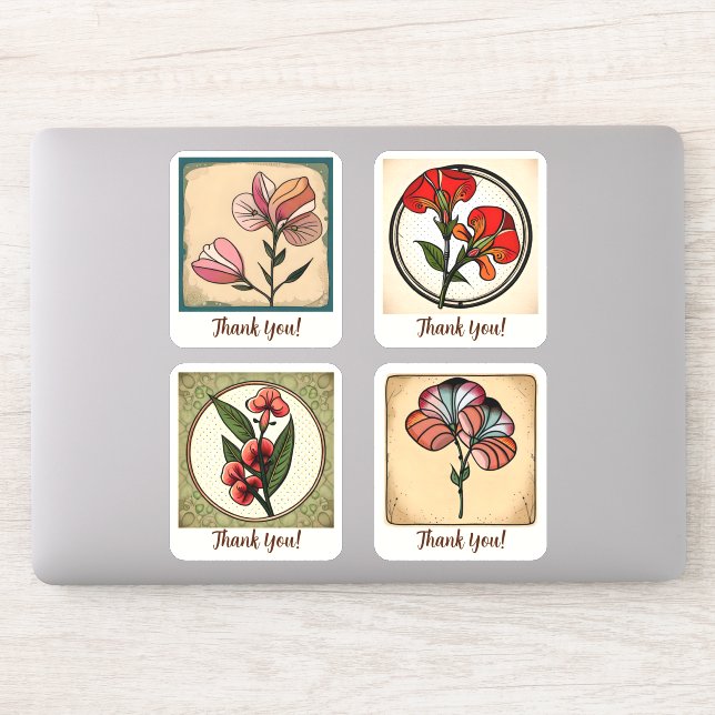 Sticker Pois doux Fleurs Super Retro Personnalisé (Ordinateur)