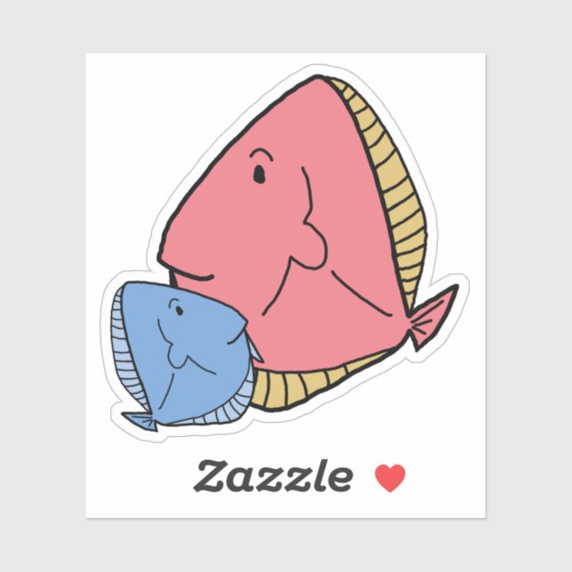 Sticker Poisson bleu et jaune (Feuille)