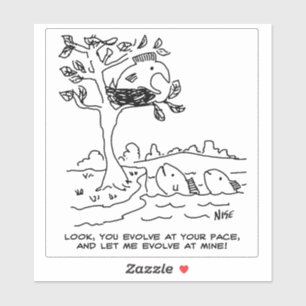 Sticker Poisson et évolution Darwin Theory Cartoon.