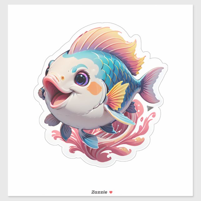 Sticker Poisson mignon (Feuille)