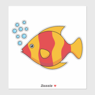 Sticker Poisson rouge orange tropical
