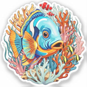 Sticker Poissons Tropicaux Couleurs Été Vibes