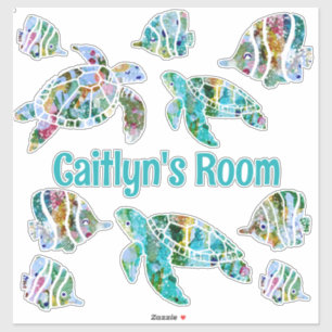 Sticker Poissons tropicaux et tortues de mer