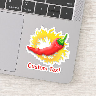 Sticker Poivre chili avec flamme