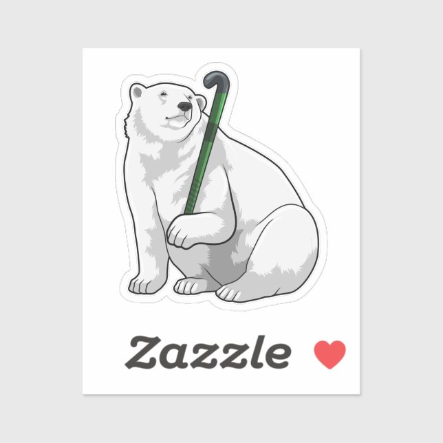 Sticker Polar bear at Hockey with Hockey stick (Feuille)