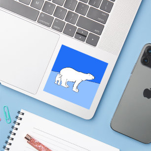 Sticker Polar Bear Mom and Cub Peinture - Wildlife Art