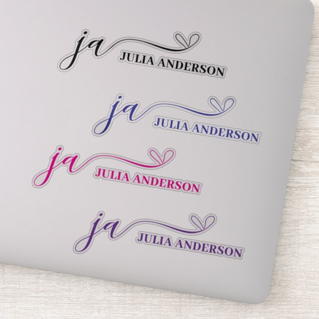 Sticker Police de script élégant Monogramme coloré (Détail)