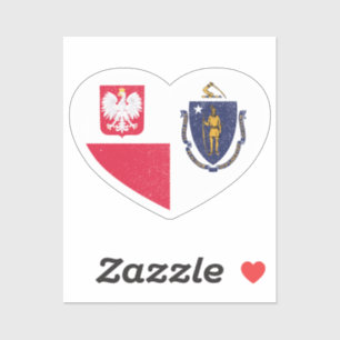 Sticker Pologne Massachusetts Massachusettsan Coeur