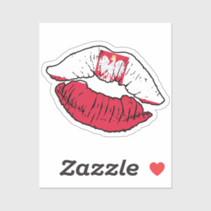 Sticker Pologne Polonais Lipstick Lover Drapeau