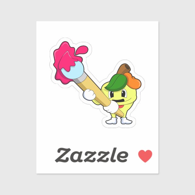 Sticker Pomme comme Peintre avec pinceau (Feuille)