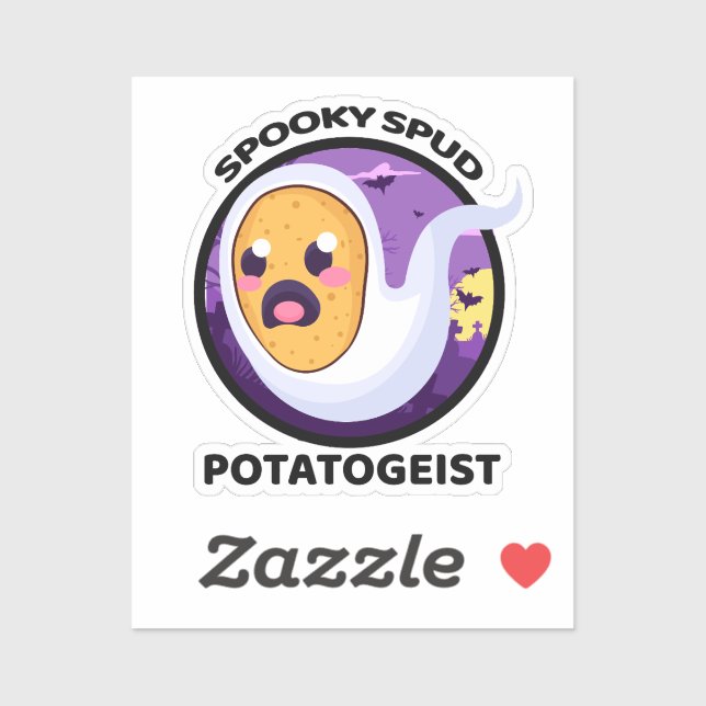 Sticker Pomme de terre Éffrayante purée - Halloween mignon (Feuille)