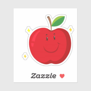 Sticker Pomme rouge avec un visage heureux