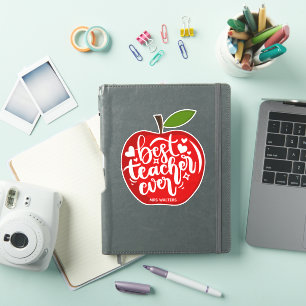 Sticker Pomme rouge Meilleur Professeur Ever Nom personnal