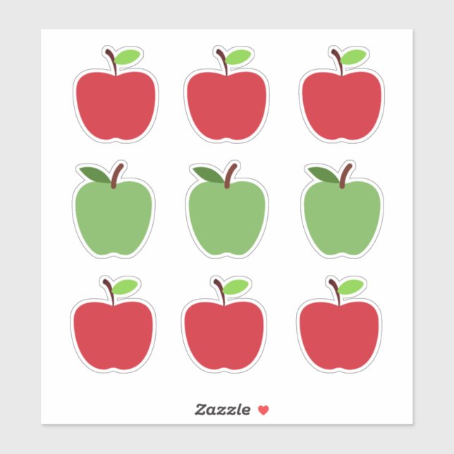 Sticker Pommes rouges et vertes (Feuille)