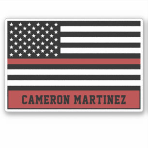 Sticker Pompier à drapeau mince personnalisé