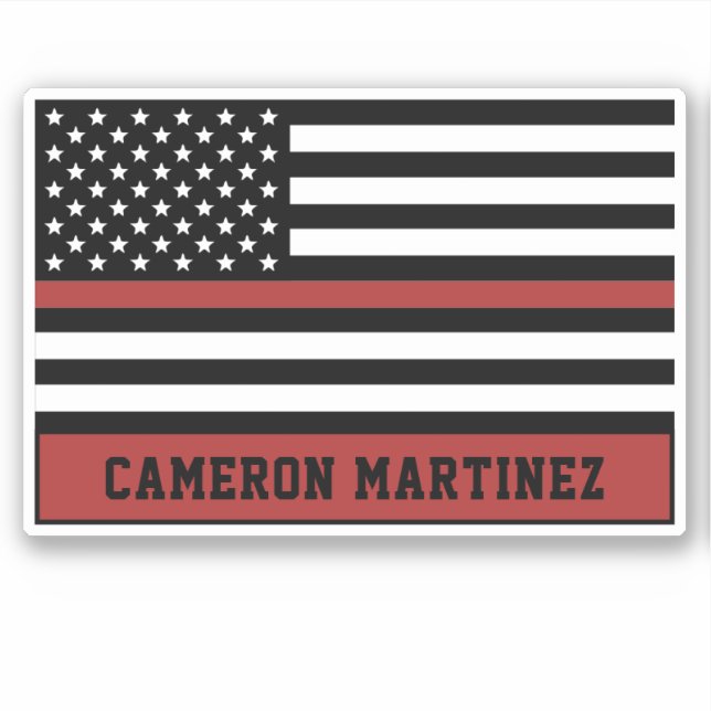 Sticker Pompier à drapeau mince personnalisé (Devant)
