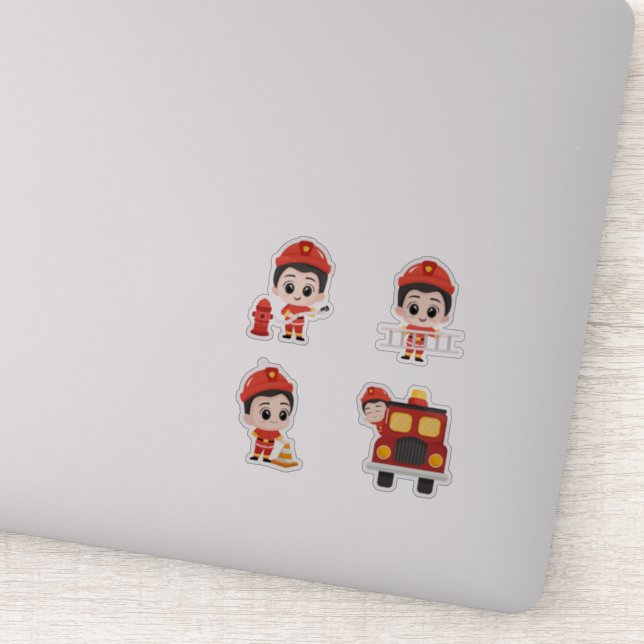 Sticker pompier adorable pour enfants (Détail)