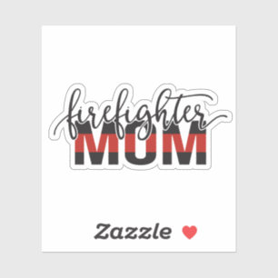 Sticker Pompier maman mince ligne rouge