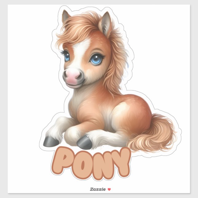 Sticker Poney de Charme - Pépinière (Feuille)