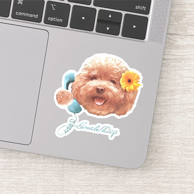 Sticker Poodle de jouet avec Fleur et Illustration télépho (Détail)