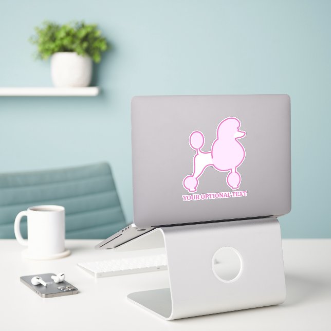 Sticker Poodles roses de texte personnalisés (Ordinateur portable sur le bureau)