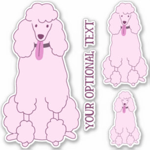 Sticker Poodles roses de texte personnalisés