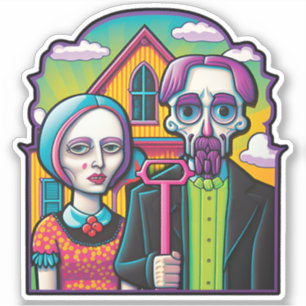 Sticker Pop Art gothique américain