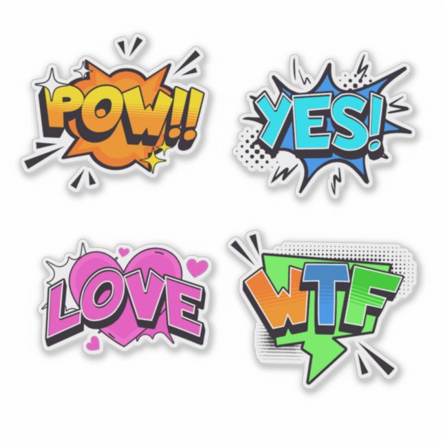 Sticker Pop Art Punch : Action Bande Dessinée (Devant)