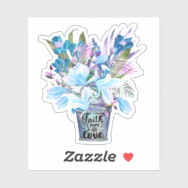 Sticker Portable Flower Bucket Blue Faith Hope Love