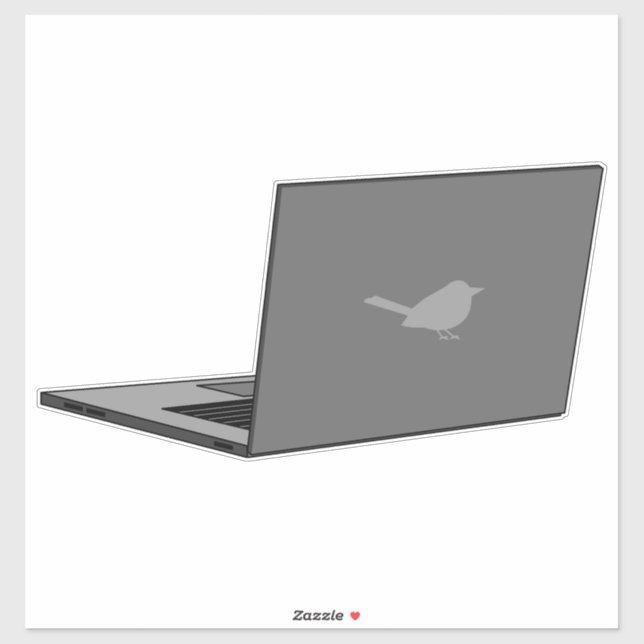 Sticker Portable gris avec logo d'oiseau (Feuille)