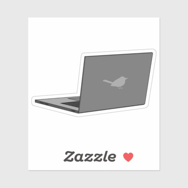 Sticker Portable gris avec logo d'oiseau (Feuille)