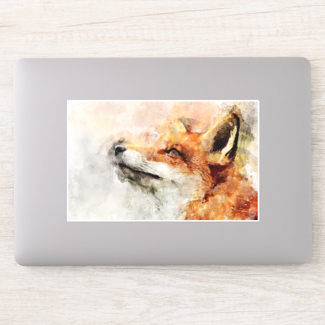 Sticker Portrait d'aquarelle Red Fox 01 (Ordinateur)