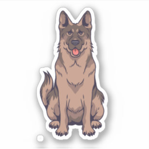 Sticker Portrait de bande dessinée de berger allemand 