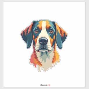 Sticker Portrait de chien coloré vintage style pop art Il