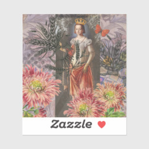 Sticker Portrait de femme Vierge Antique Coloré Riche