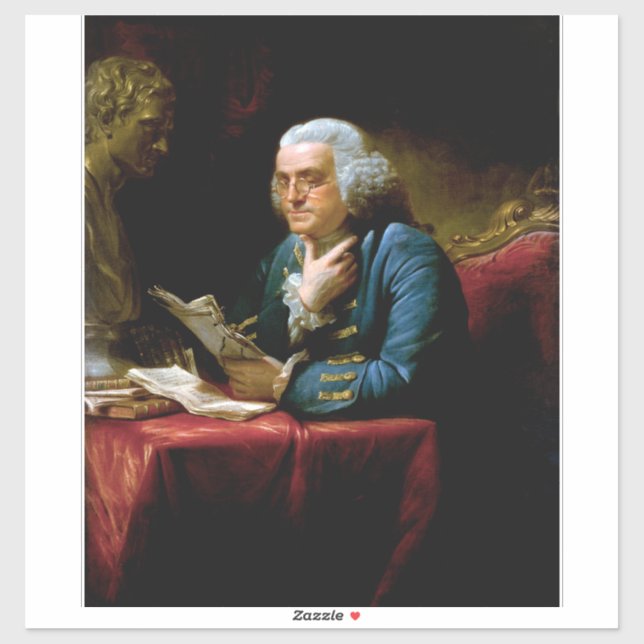Sticker Portrait de pouce, Benjamin Franklin Père fondateu (Feuille)
