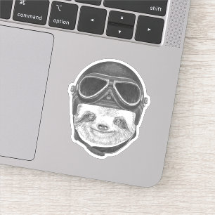 Sticker Portrait De Sloth   Casque Vintage
