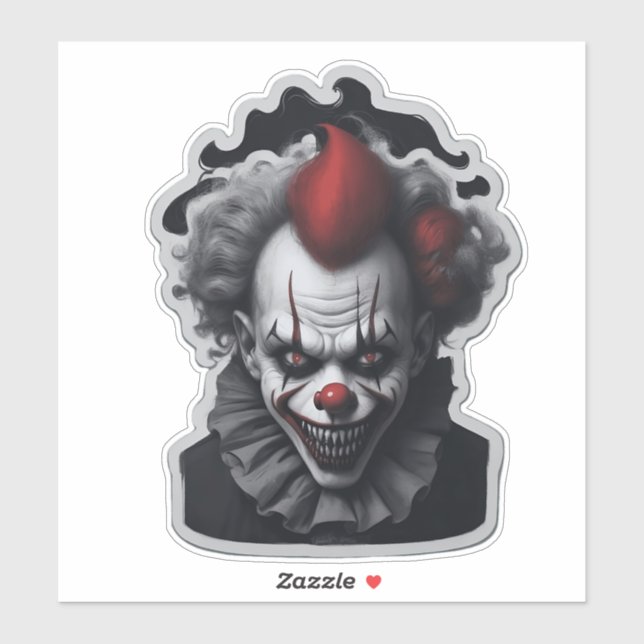 Sticker Portrait Déplaisant clown effrayant (Feuille)