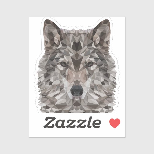 Sticker Portrait géométrique du loup gris (Feuille)