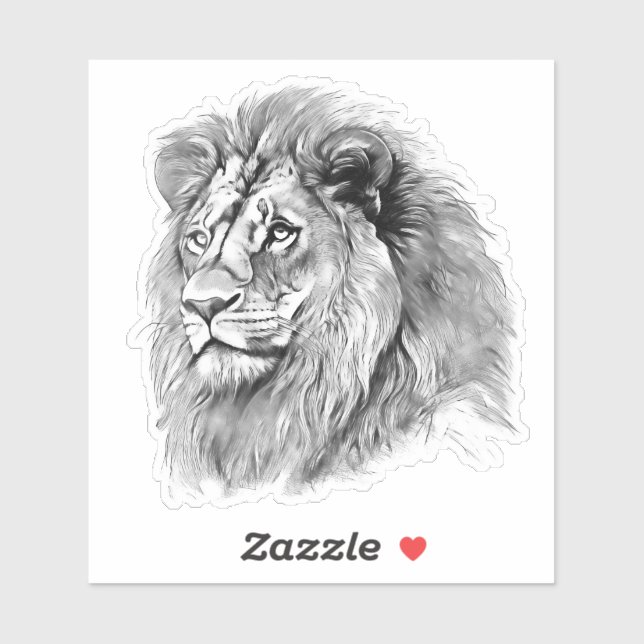 Sticker Portrait Lion puissant (Feuille)