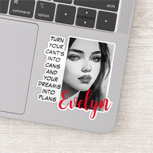 Sticker Portrait monochrome Pop Art Nom Inspirant