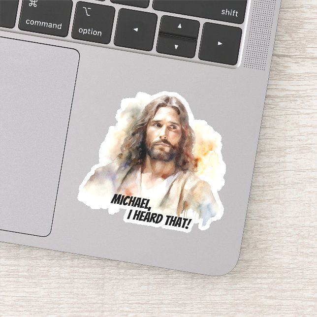 Sticker Portrait personnalisable de Jésus - J'ai entendu c (Détail)