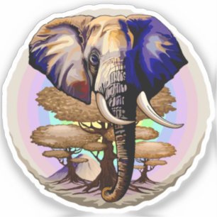 Sticker Portrait surréaliste de l'éléphant africain
